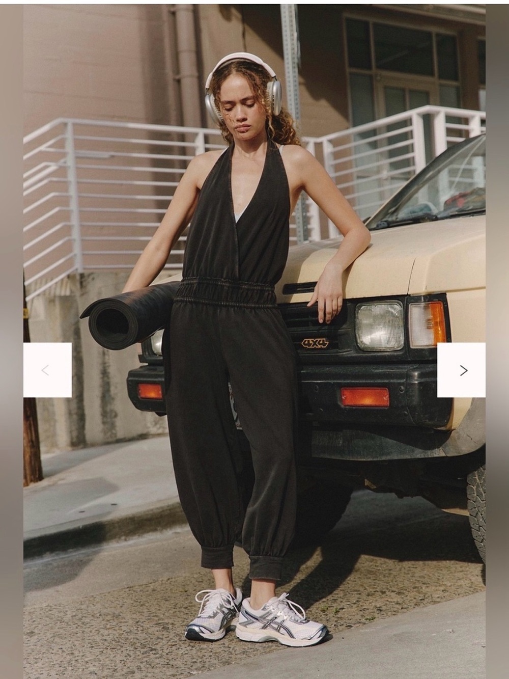 Free People Hot Shot Black Halter Onesie Jumpsuit
